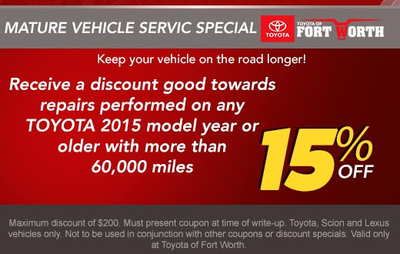 Mature Vehicle Service Special