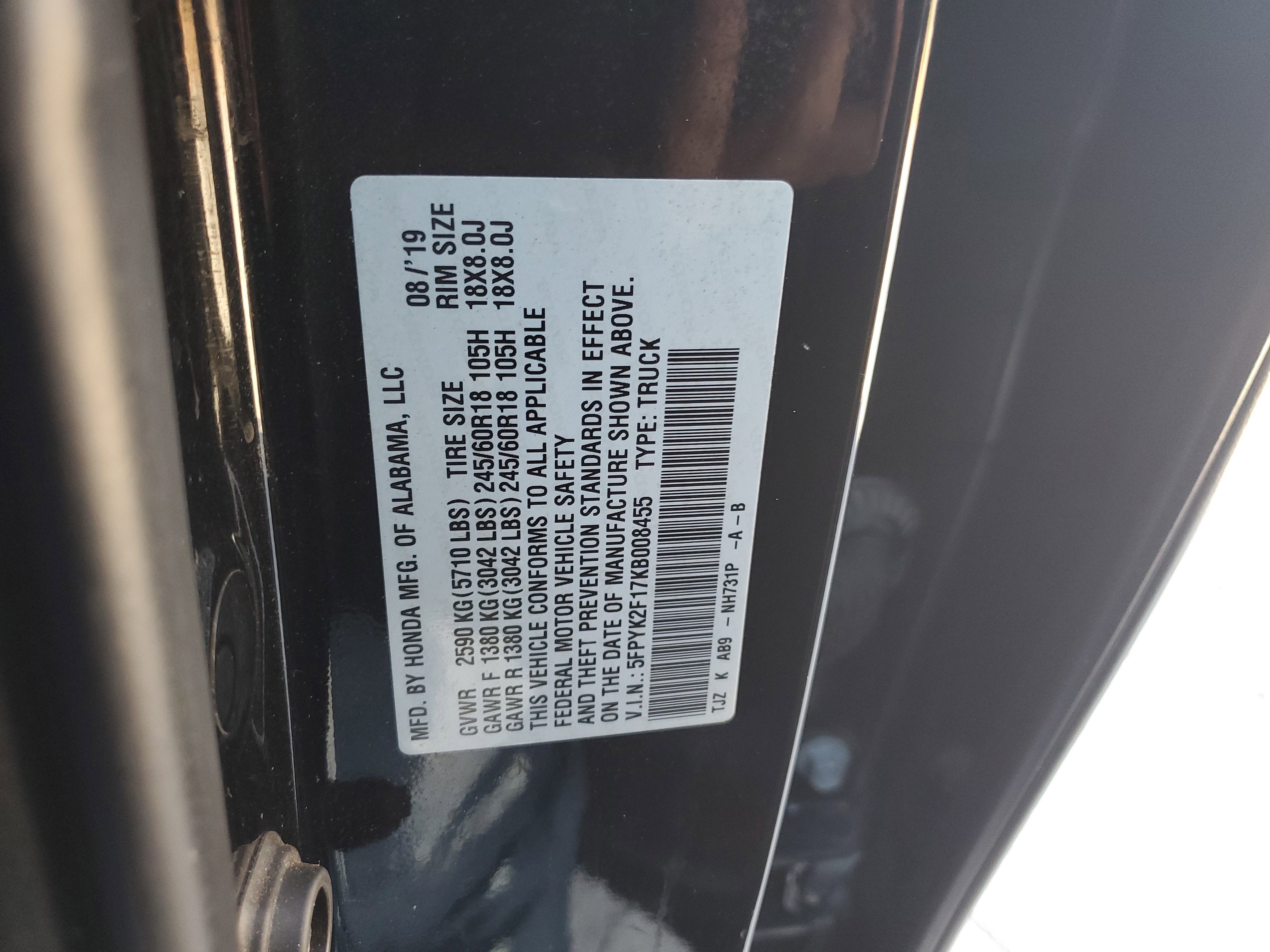 2019 Honda Ridgeline Sport