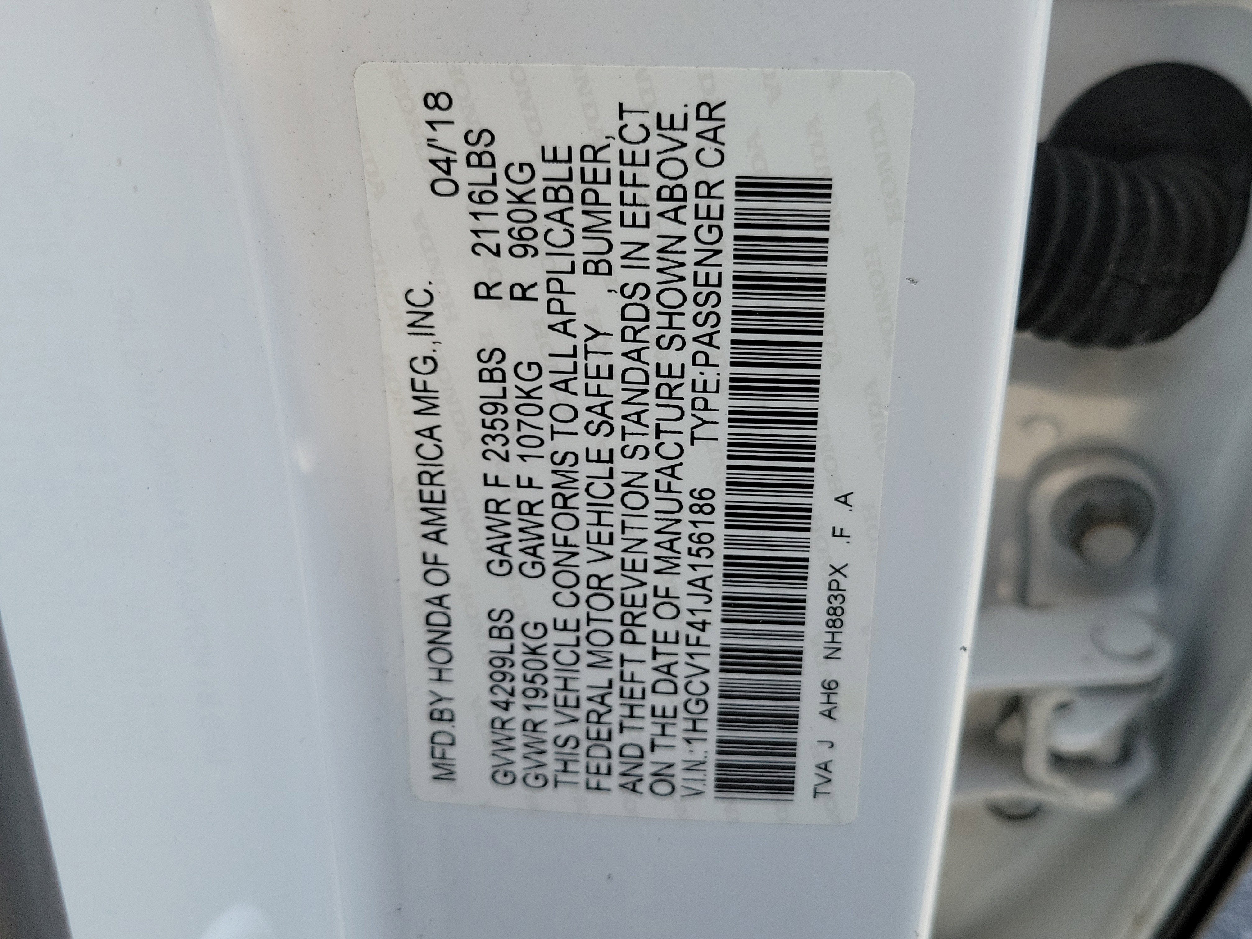 2018 Honda Accord Sedan EX 1.5T