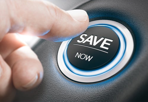image of a save now button that looks like an engine start button on a car