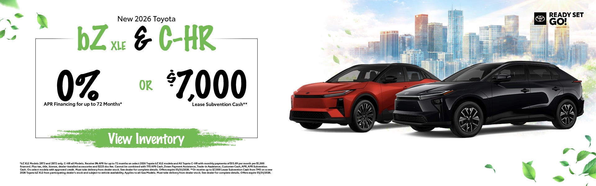 New 2026 Toyota bZ XLE and New 2026 Toyota C-HR 