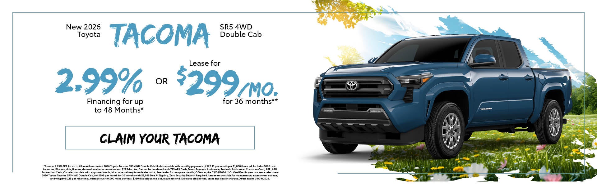 New 2026 Toyota Tacoma SR5 4WD Double Cab