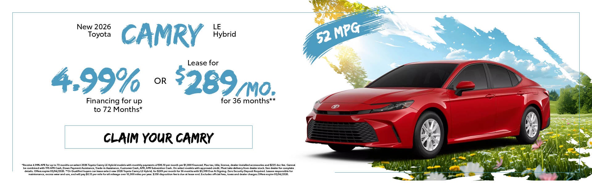 New 2026 Toyota Camry LE Hybrid